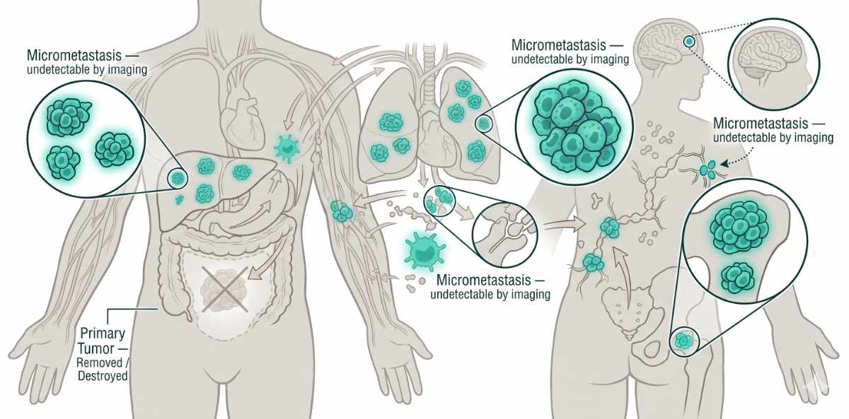 Figure 5.1 · After treatment: what imaging sees vs. what may remain